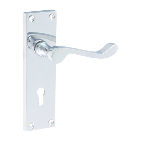 200034_w1.jpg Victorian Scroll Lock Handles - Polished Chrome 152 x 42