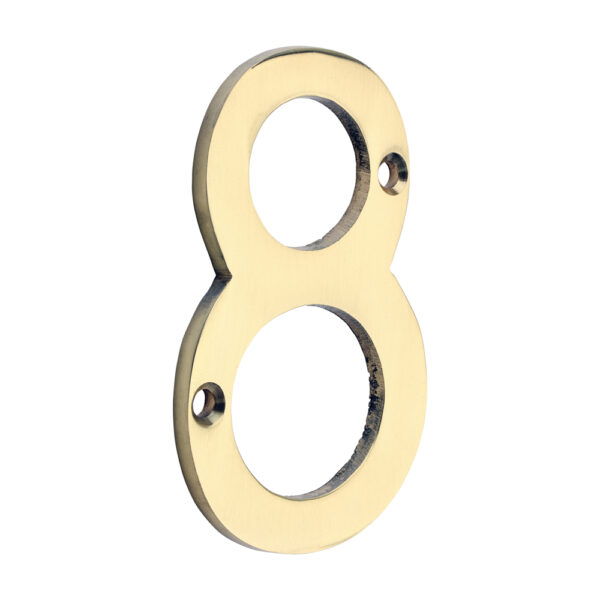 Stacked from 12 images. Method=B (R=8,S=4) Door Numeral 8 - Polished Brass 75mm