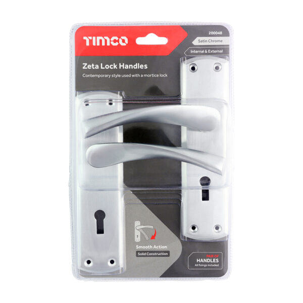 Zeta Lock Handles - Satin Chrome 175 x 45