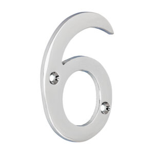 Stacked from 6 images. Method=B (R=8,S=4) Door Numeral 6 - Polished Chrome 75mm