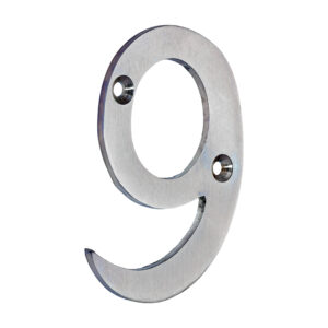Door Numeral 9 - Satin Chrome 75mm
