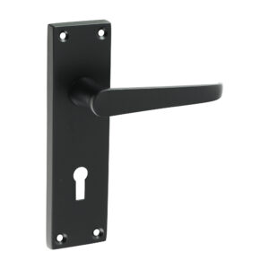 Victorian Straight Lock Handles - Matt Black 152 x 43