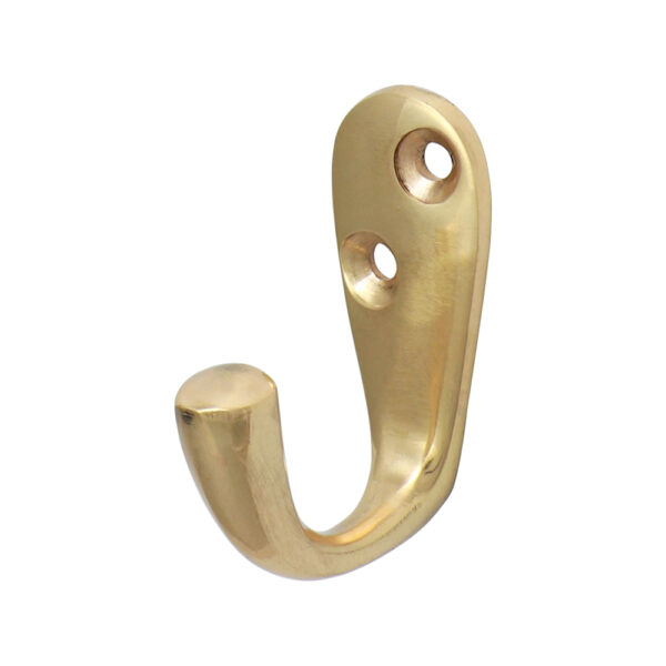 Single Robe Hook - Polished Brass 44 x 18mm