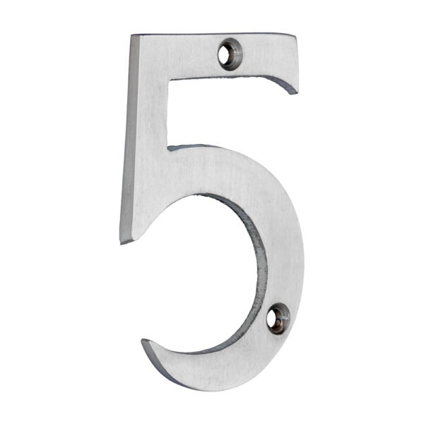 Door Numeral 5 - Satin Chrome 75mm