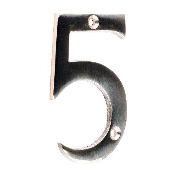 Stacked from 8 images. Method=B (R=8,S=4) Door Numeral 5 - Polished Brass 75mm