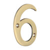 Door Numeral 6 - Polished Brass 75mm