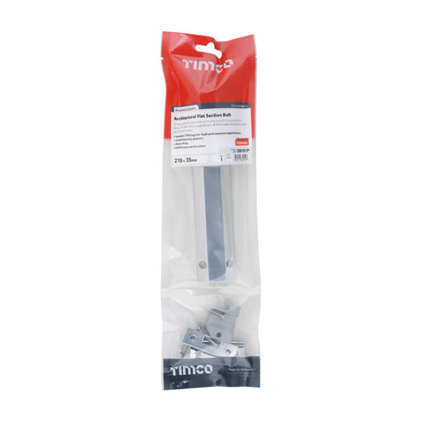 Architectural Flat Section Bolt - Polished Chrome 210 x 35mm