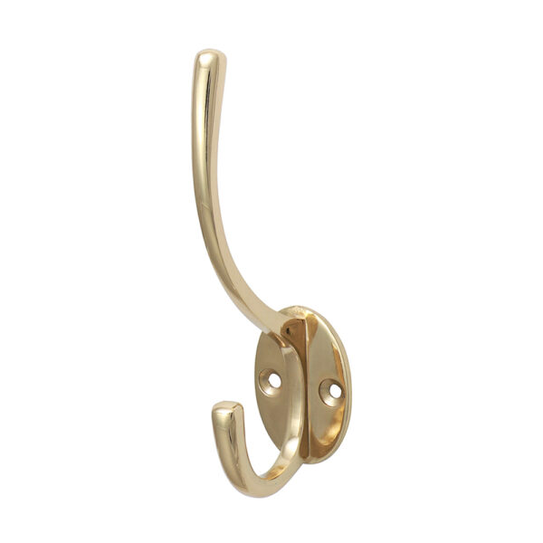 Hat & Coat Hook - Polished Brass 125 x 32mm