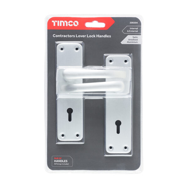 200304_w2.jpg Contractors Lever Lock Handles - Satin Anodised Aluminium 154 x 40