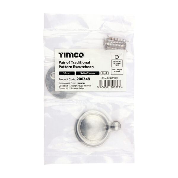 200348_w2.jpg Pair of Traditional Pattern Escutcheon - Satin Chrome 32mm