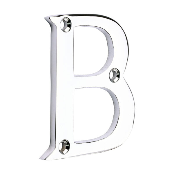 Stacked from 12 images. Method=B (R=8,S=4) Door Letter B - Polished Chrome 64mm