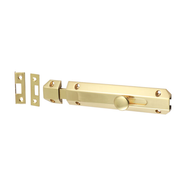 Architectural Flat Section Bolt - Polished Brass 150 x 35mm
