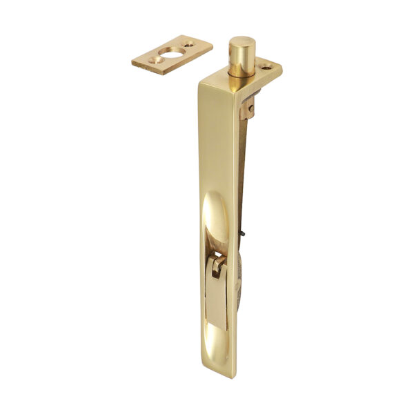Stacked from 8 images. Method=B (R=8,S=4) Lever Action Flush Bolt - Polished Brass 150 x 19mm