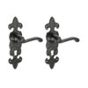Fleur De Lys Ornate Lever Lock Handles - Antique Black 195 x 55