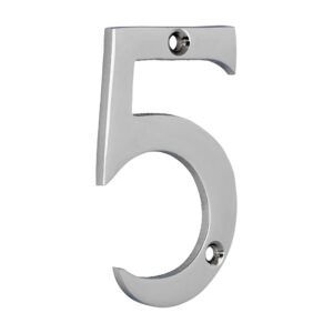 Stacked from 6 images. Method=B (R=8,S=4) Door Numeral 5 - Polished Chrome 75mm