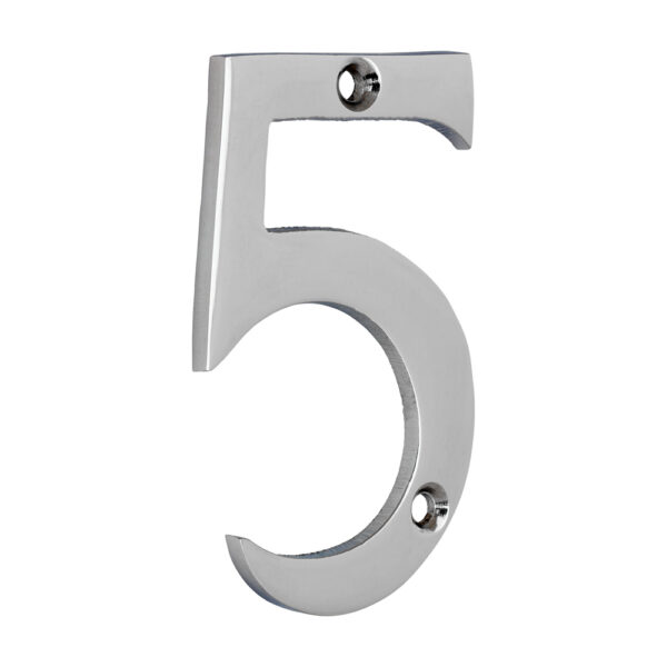Stacked from 6 images. Method=B (R=8,S=4) Door Numeral 5 - Polished Chrome 75mm