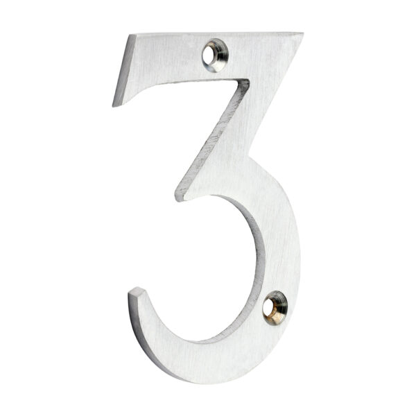 Door Numeral 3 - Satin Chrome 75mm