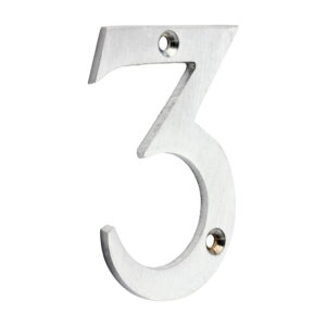 Door Numeral 3 - Satin Chrome 75mm
