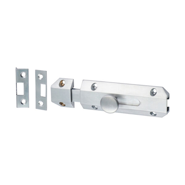 Stacked from 4 images. Method=B (R=8,S=4) Architectural Flat Section Bolt - Satin Chrome 100 x 35mm