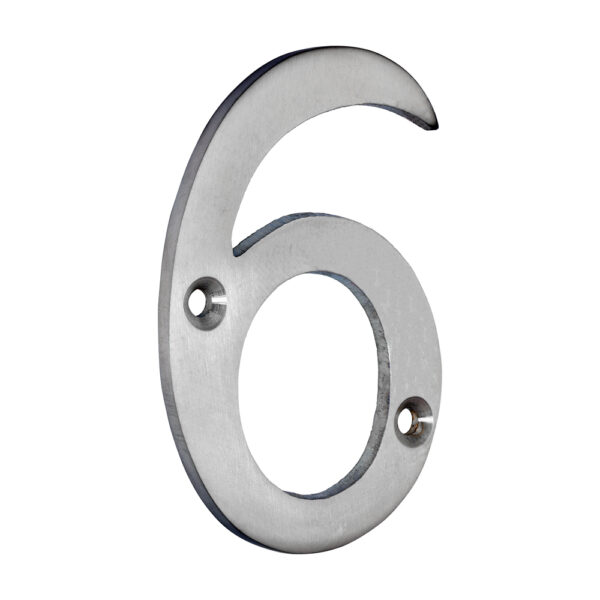 Door Numeral 6 - Satin Chrome 75mm