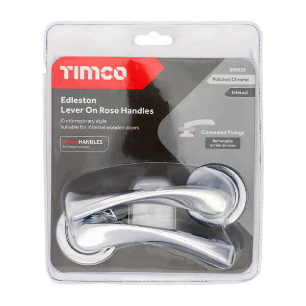 200559_w2.jpg Edleston Lever On Rose Handles - Polished Chrome 51mm