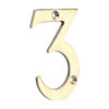 Door Numeral 3 - Polished Brass 75mm