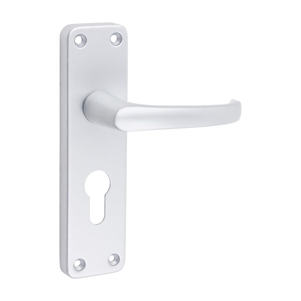 Contractors Euro Profile Lever Lock Handles - Satin Anodised Aluminium 155 x 40