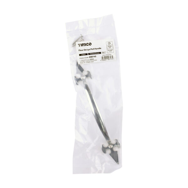 Fleur De Lys Pull Handle - Polished Chrome 178mm