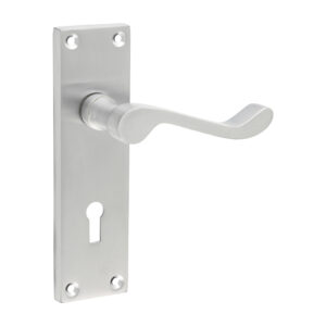 Victorian Scroll Lock Handles - Satin Chrome 152 x 42