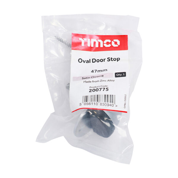 Oval Door Stop - Satin Chrome 47mm