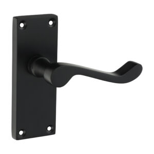 Victorian Scroll Latch Handle - Matt Black 114 x 42