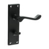 Victorian Scroll Bathroom Handles - Matt Black 152 x 42
