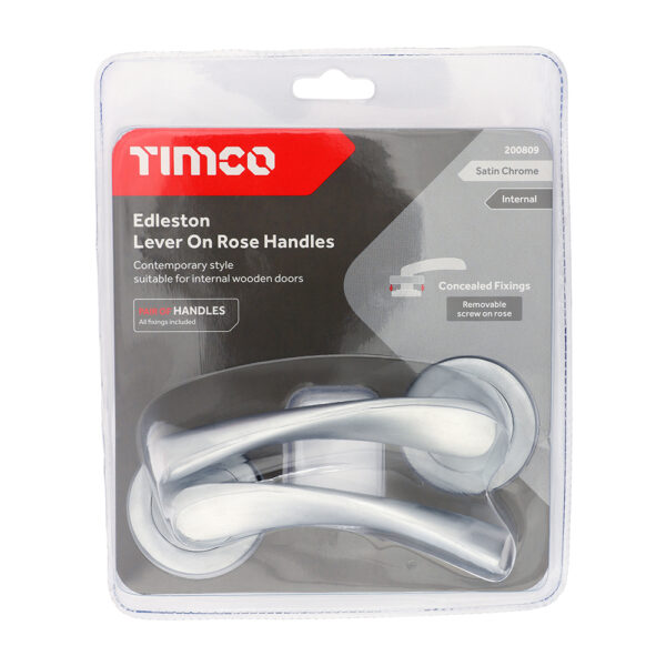 Edleston Lever On Rose Handles - Satin Chrome 51mm