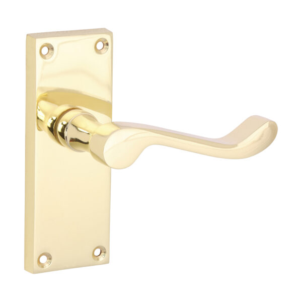 Victorian Scroll Latch Handles - Polished Brass 114 x 42