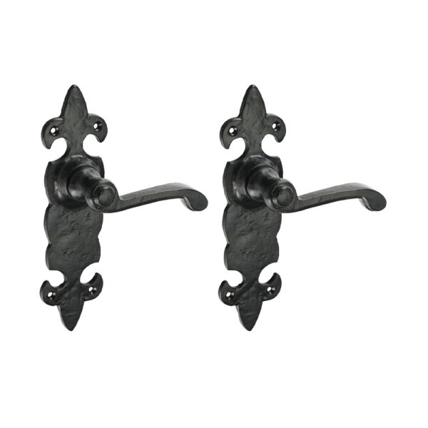 200953_w1.jpg Fleur De Lys Ornate Lever Latch Handles - Antique Black 195 x 55