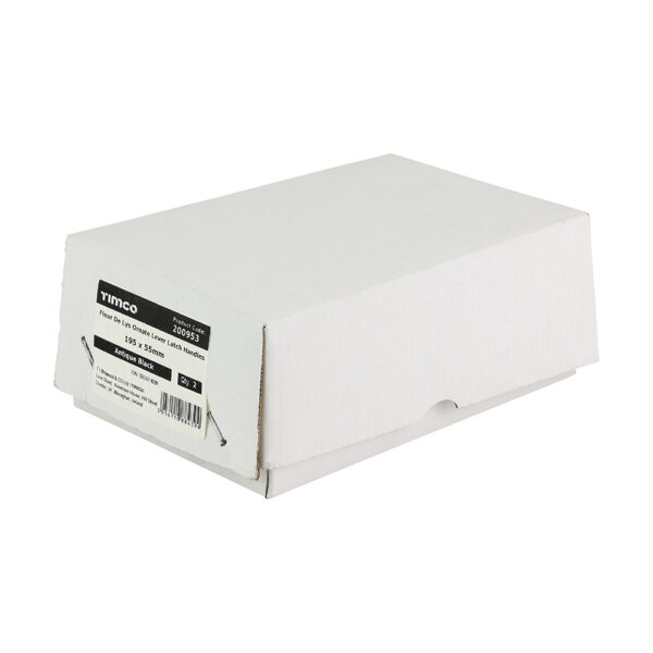 200953_w2.jpg Fleur De Lys Ornate Lever Latch Handles - Antique Black 195 x 55