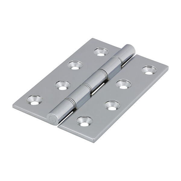 Double Stainless Steel Washered Butt Hinge - Solid Brass - Polished Chrome 102 x 67