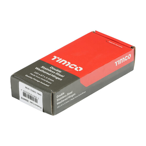 Double Stainless Steel Washered Butt Hinge - Solid Brass - Polished Chrome 102 x 67