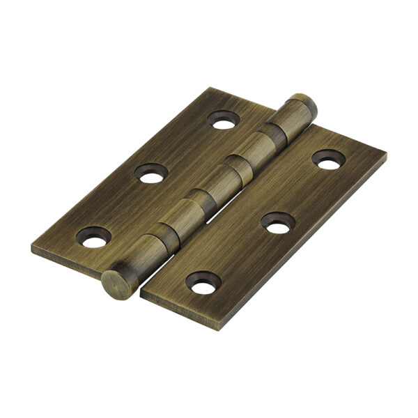 Performance Ball Race Hinge - Solid Brass - Antique Brass 76 x 50