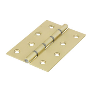 Double Steel Washered Butt Hinge - Solid Brass - Polished Brass 102 x 67