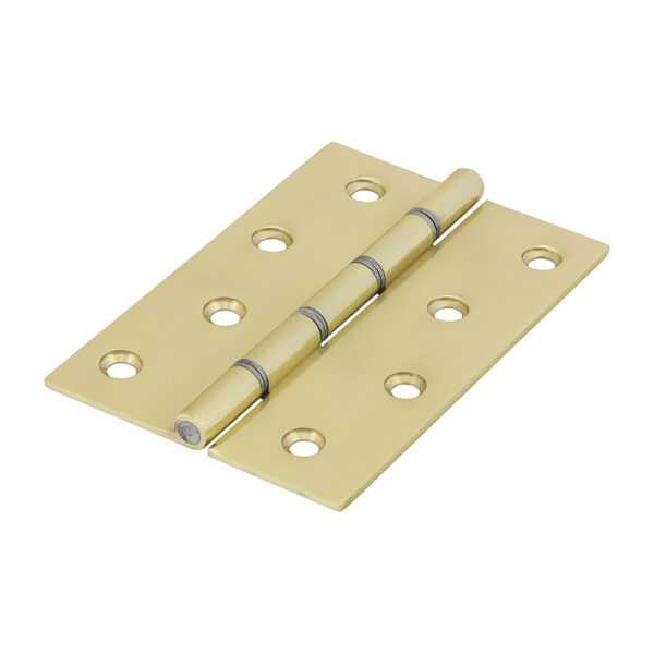 Double Steel Washered Butt Hinge - Solid Brass - Polished Brass 102 x 67