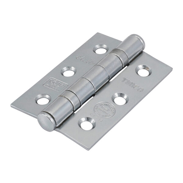 Grade 7 Ball Bearing Fire Door Hinges - Polished Chrome 76 x 50 x 2.0