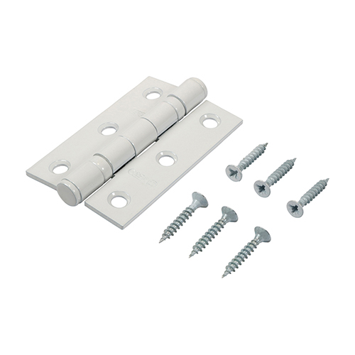 Twin Ball Bearing Hinges - Steel – White 76 x 51