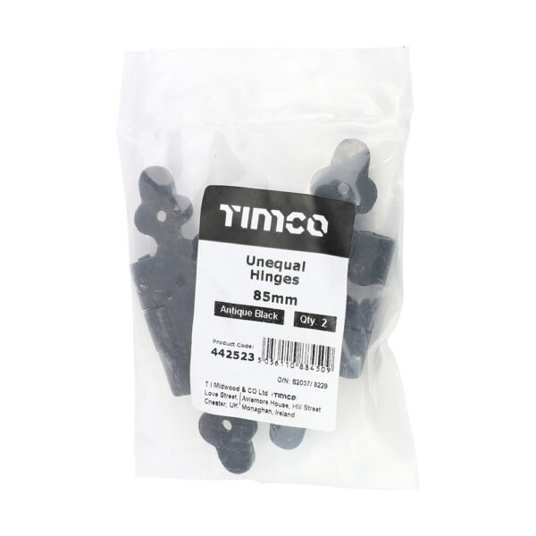Pair of Unequal Hinges - Antique Black 85mm