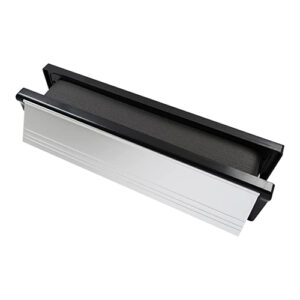 Intumescent Letterbox - Polished Silver - Black Frame 272 x 70