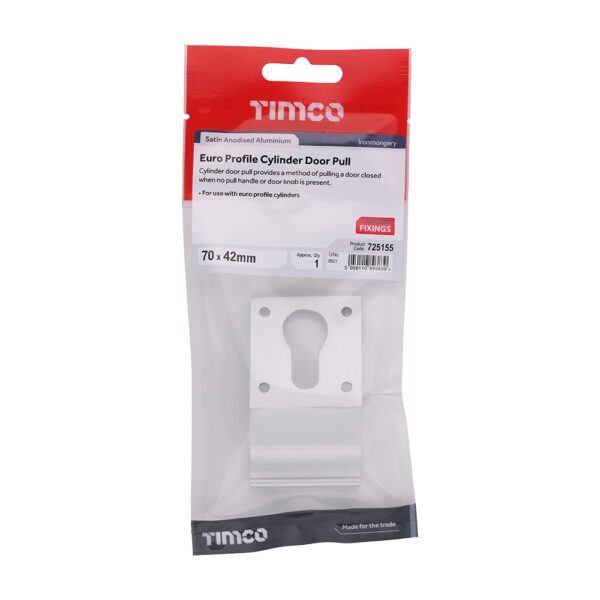 Euro Profile Cylinder Door Pull - Satin Anodised Aluminium 70 x 42