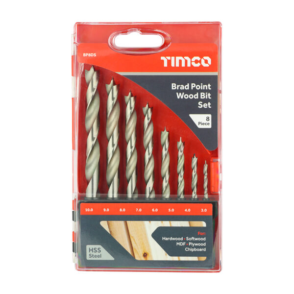 Brad Point Bit Set 3-10mm 8pcs