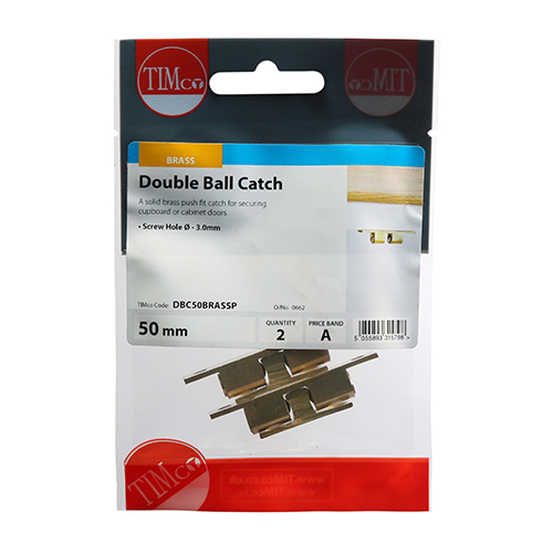 Double Ball Catches - Electro Brass 50mm