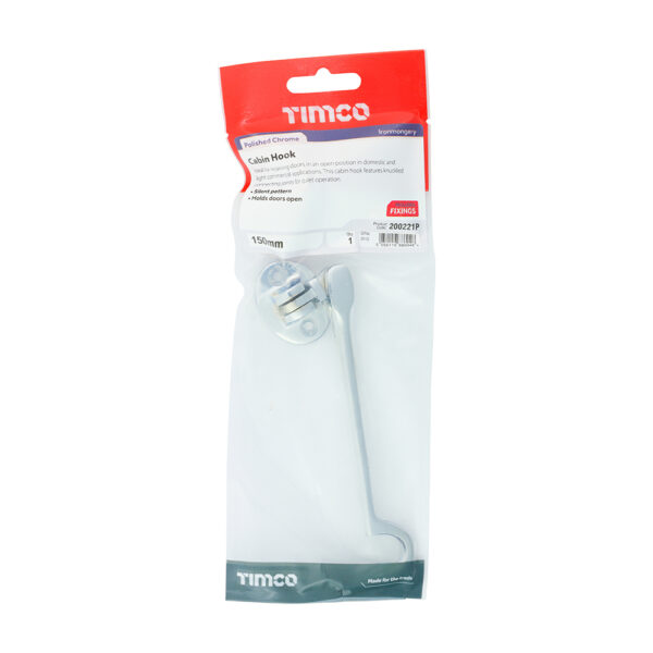 Cabin Hook - Polished Chrome 150mm