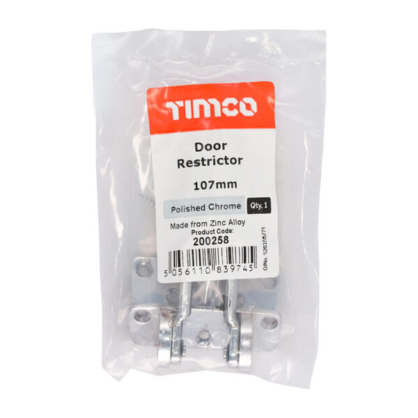 Door Restrictor - Polished Chrome 107mm